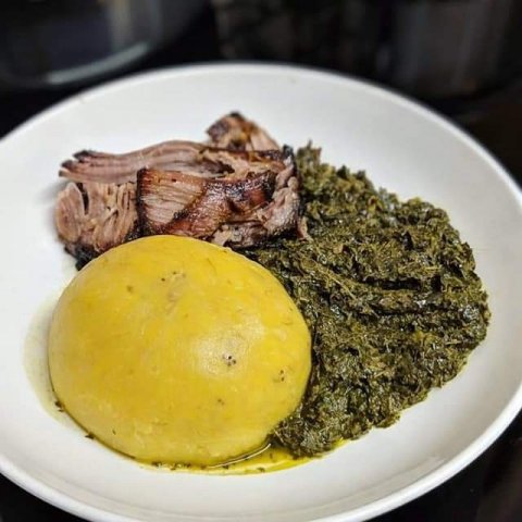 Lituma with Goat Meat and Pondu (Casava Leaves)